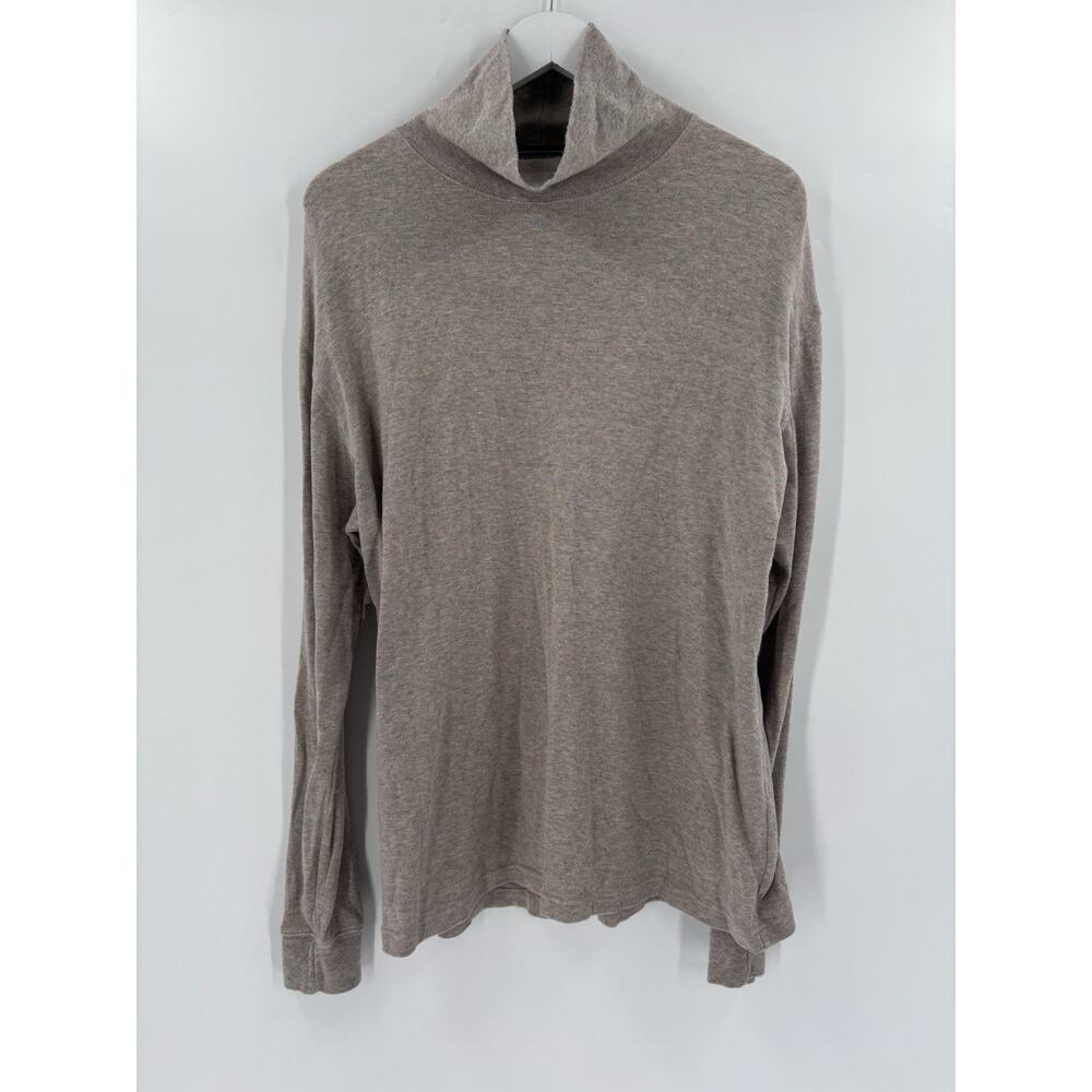 Savile Row Vintage Top Womens Large Beige Turtleneck Cotton Knit Long Sleeves